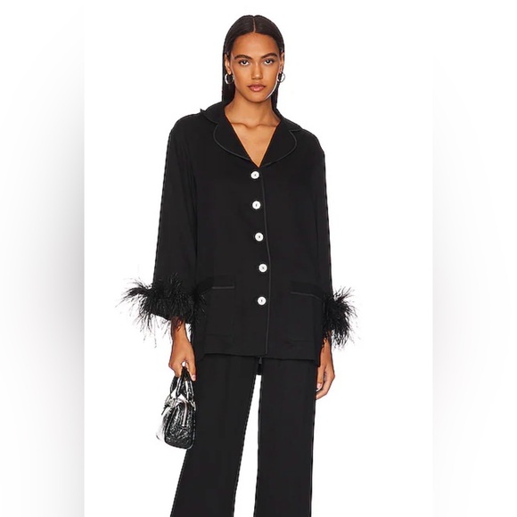 Sleeper Other - Sleeper Women’s Party Pajama Shirt with Ostrich feather trim